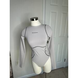 Sisters and Seekers "this season" taupe gray bodysuit, UK6/US2